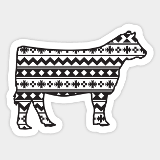 Livestock Show Heifer with Southwest Pattern Sticker